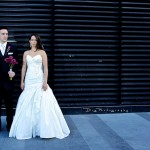 Calgary Wedding Photographer | Bride and Groom serious by st. Germain hotel in downtown calgary