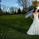 Calgary Wedding Photographer | Bride posing on willow park golf course in SE Calgary