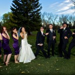 Calgary Wedding Photographer | Bride and Groom posing funny with bridal party